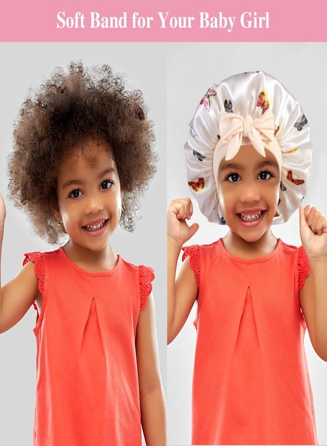 Heniho 2+2 Satin Bonnets with Scrunchies for Kids, Cute Hair Bonnets for Girls Sleeping Curly Hair, D - Image 4
